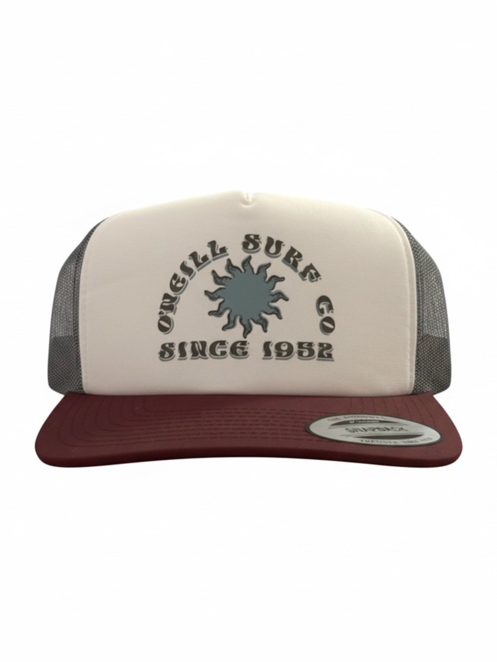 O'Neill Two-Tone Trucker Hat in Cream and Burgundy